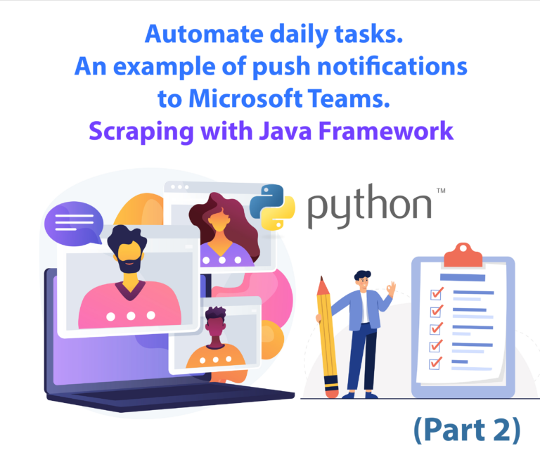 Automate daily tasks. An example of push notifications to Microsoft Teams. Scraping with Java Framework.
